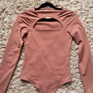 Abercrombie & Fitch Long Sleeve Bodysuit in Warm Brown
